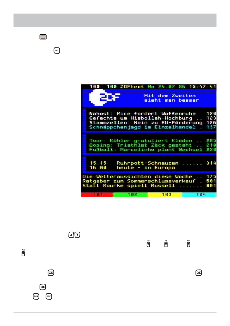 Videotext (teletext) | Kathrein UFS 712sw User Manual | Page 39 / 72