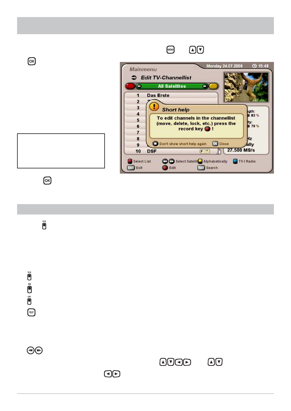 Edit channel list | Kathrein UFS 712sw User Manual | Page 40 / 72