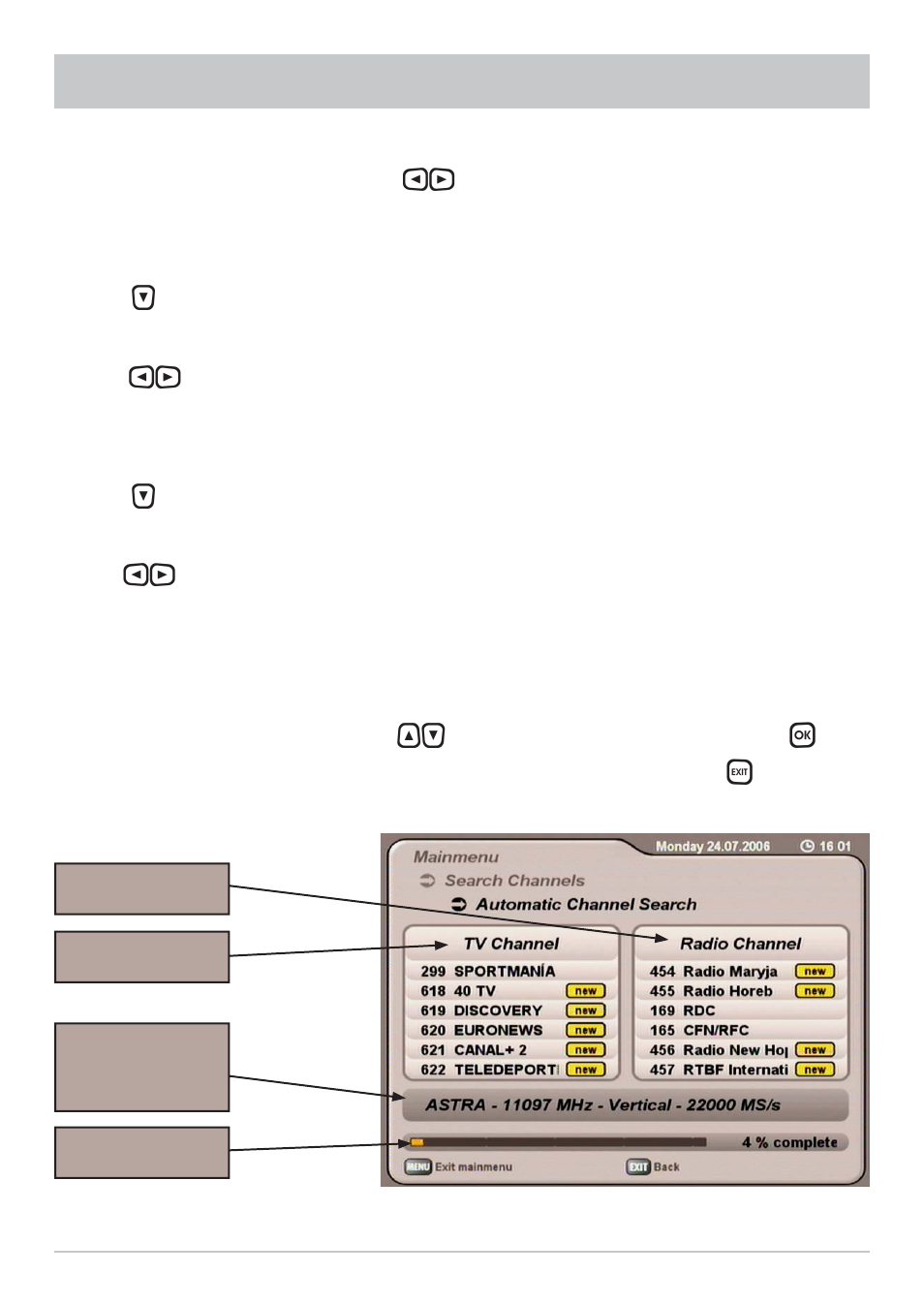 Channel search (channel scan) | Kathrein UFS 712sw User Manual | Page 47 / 72