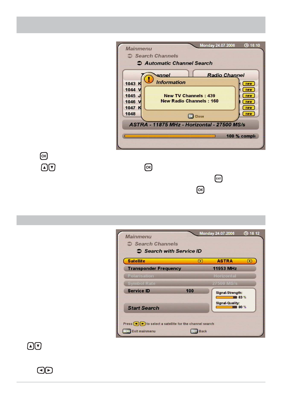 Channel search (channel scan) | Kathrein UFS 712sw User Manual | Page 50 / 72