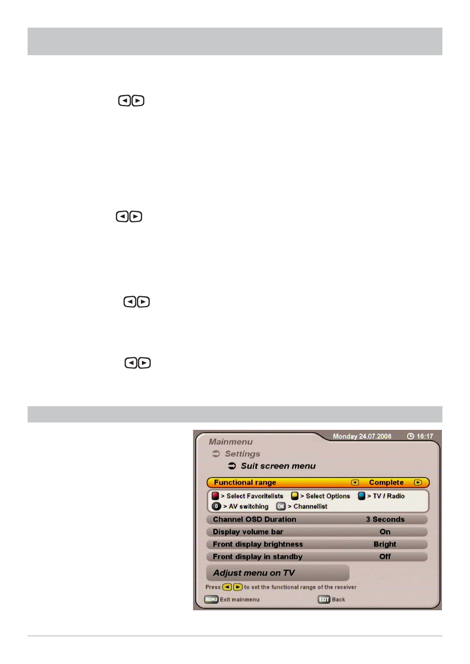 Settings | Kathrein UFS 712sw User Manual | Page 56 / 72