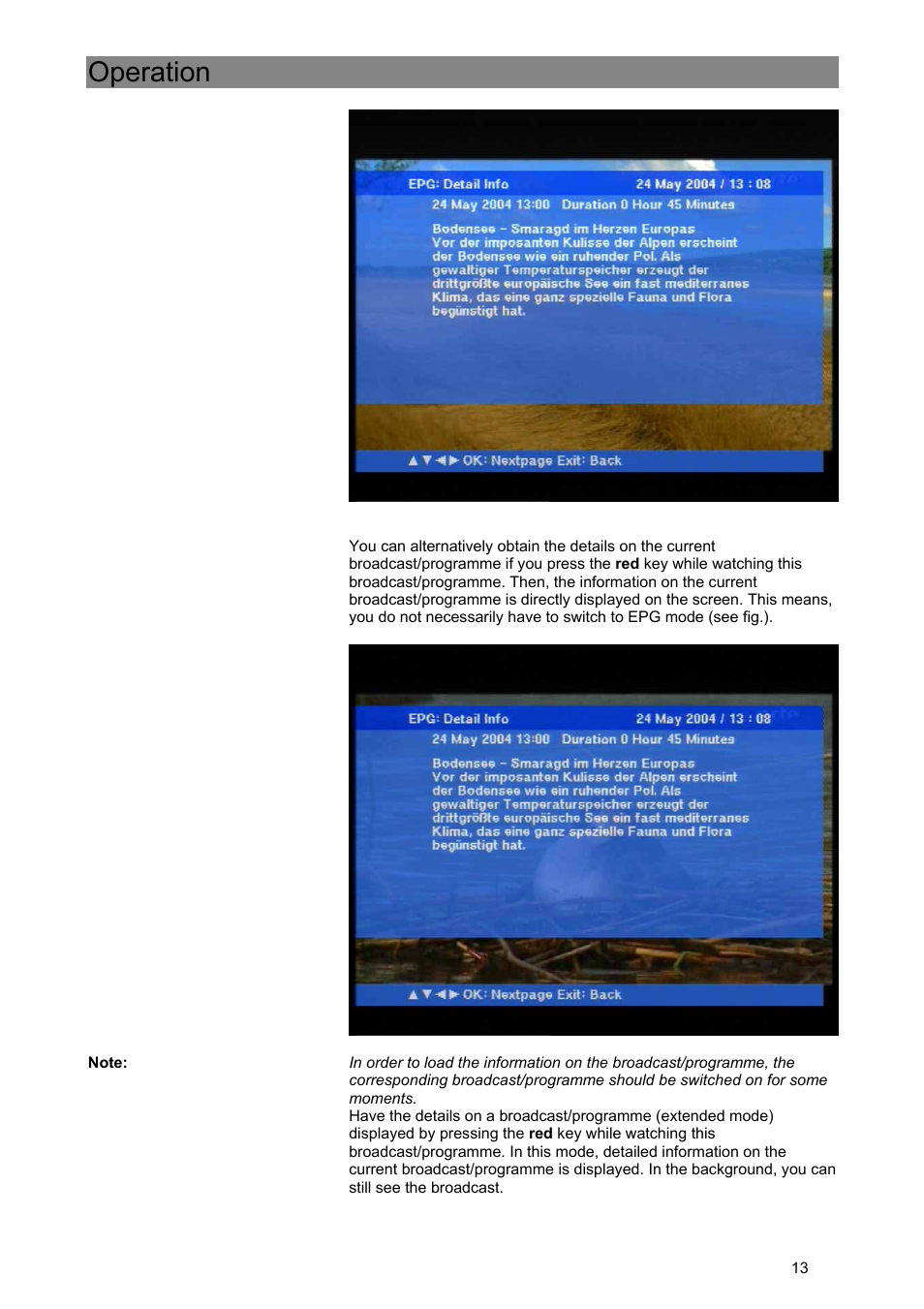 Operation | Kathrein Euroline UFE 305/S User Manual | Page 13 / 36