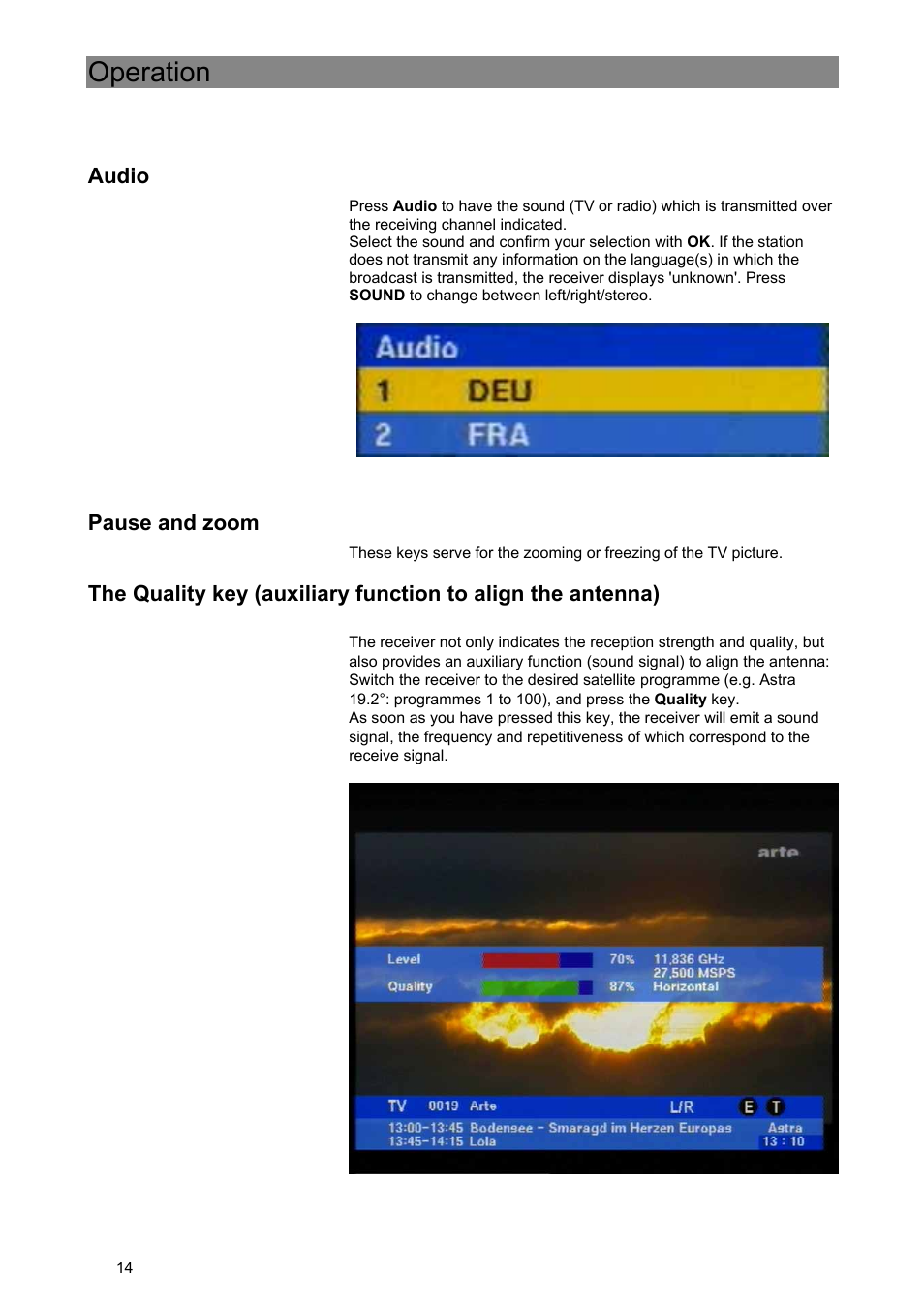 Operation | Kathrein Euroline UFE 305/S User Manual | Page 14 / 36