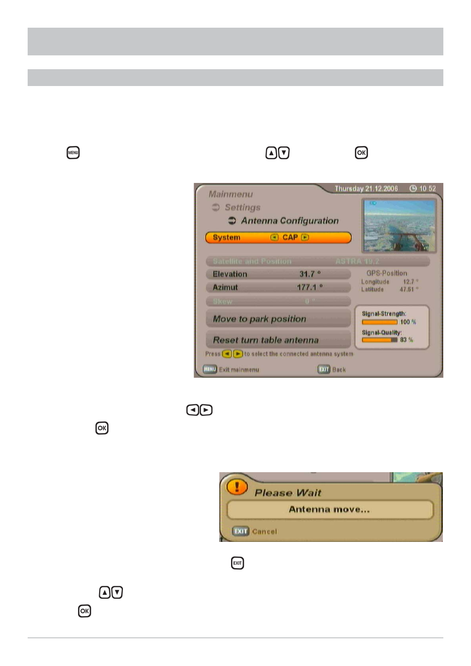 Alignment (satellite search) | Kathrein MobiSet 2 Digital CAP 600 User Manual | Page 48 / 60