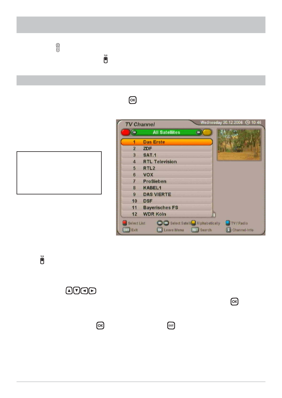 Channel (satellite) selection | Kathrein MobiSet 2 Digital CAP 600 User Manual | Page 49 / 60