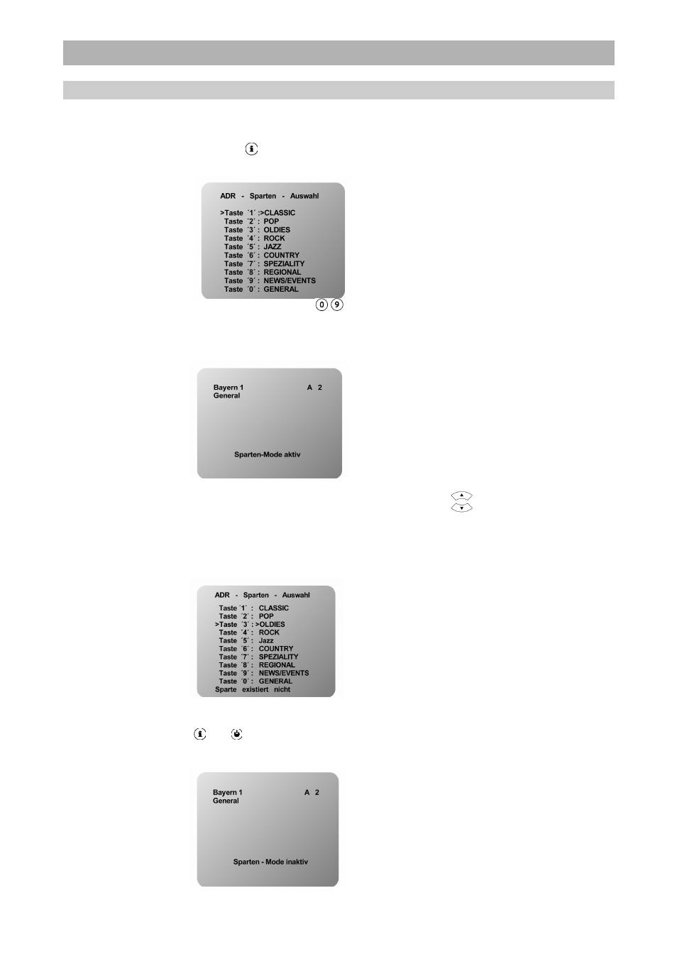 Receiver operation, Programme category selection in adr radio mode | Kathrein UFD 430 User Manual | Page 16 / 39