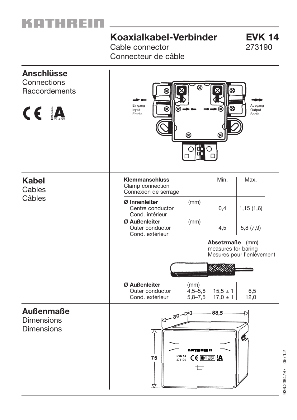 Kathrein EVK 14 User Manual | 2 pages