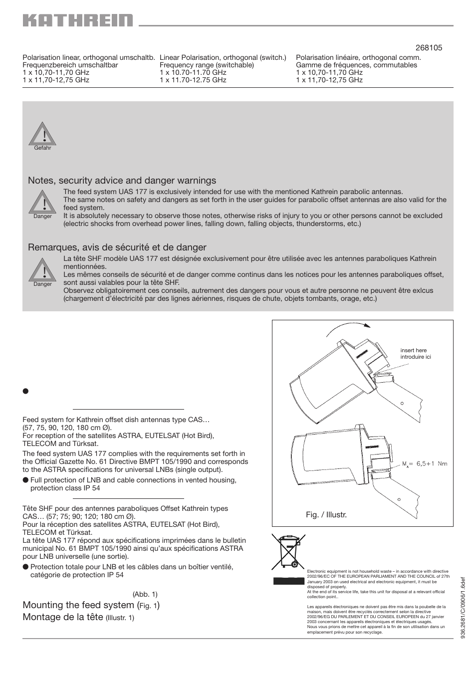 Kathrein UNIVERSAL FEED SYSTEMS UAS 177 User Manual | 6 pages