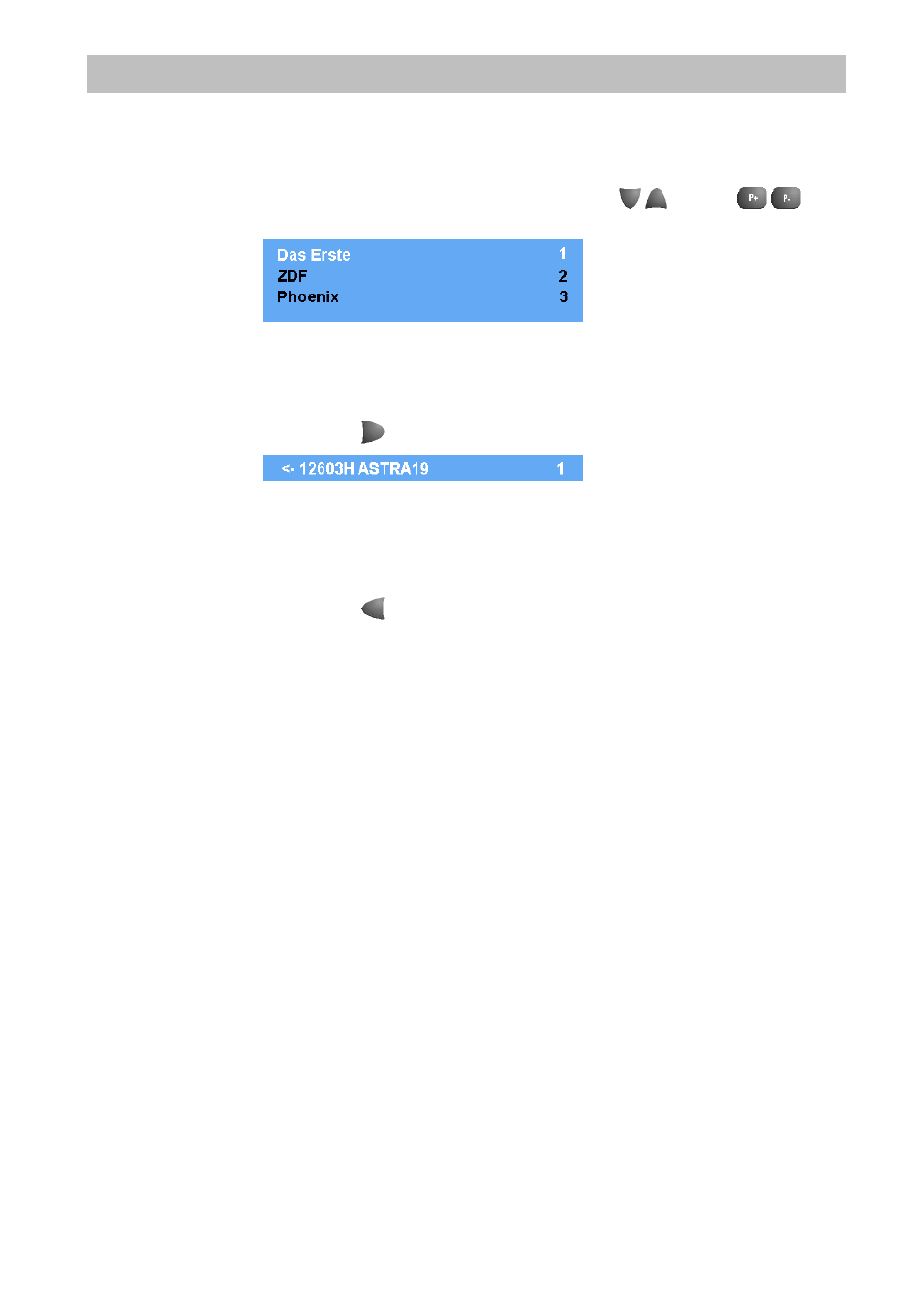 Tv list, Radio list, Automatic search run | Initial settings | Kathrein UFD 510 User Manual | Page 28 / 50