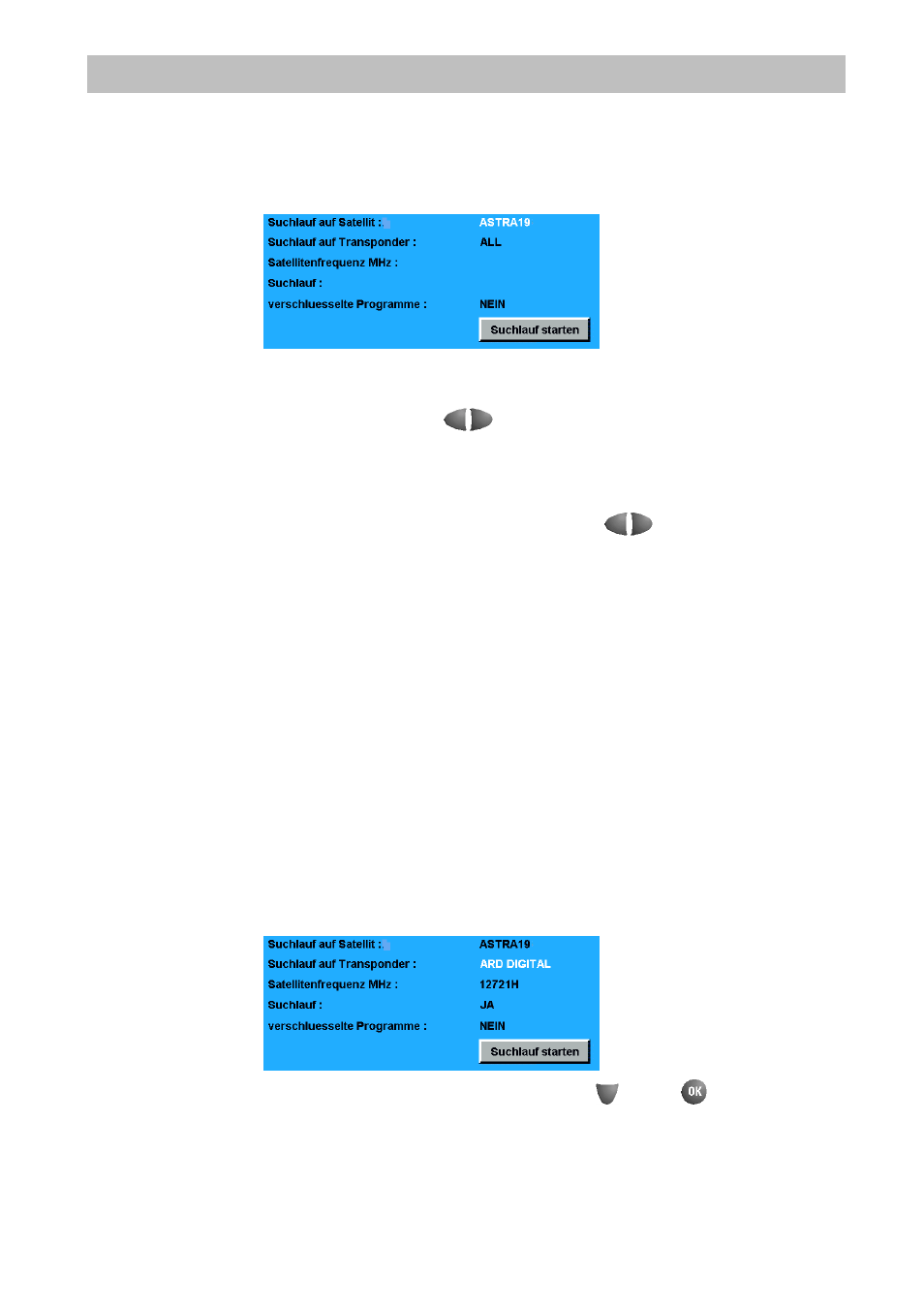 Automatic search run, Initial settings | Kathrein UFD 510 User Manual | Page 29 / 50