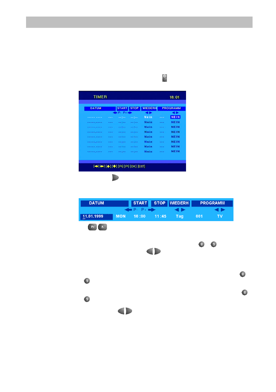 Timer, Initial settings | Kathrein UFD 510 User Manual | Page 37 / 50