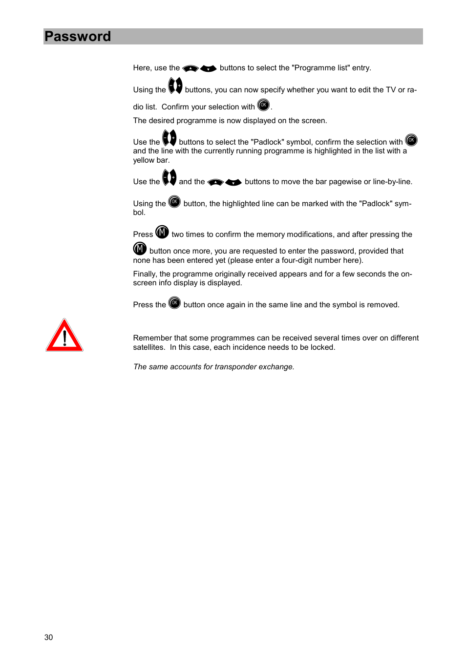 Password | Kathrein UFD 505 User Manual | Page 30 / 54