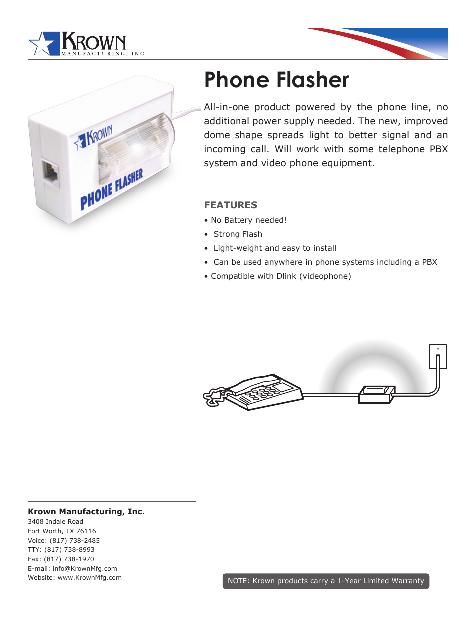 Krown Manufacturing Phone Flasher None User Manual | 1 page