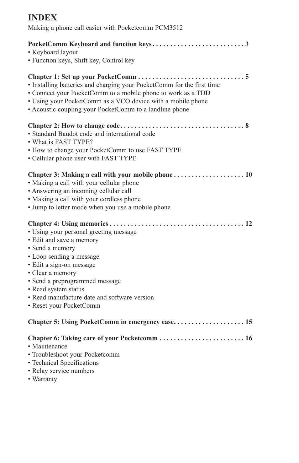 Index | Krown Manufacturing PCM3512 User Manual | Page 4 / 22