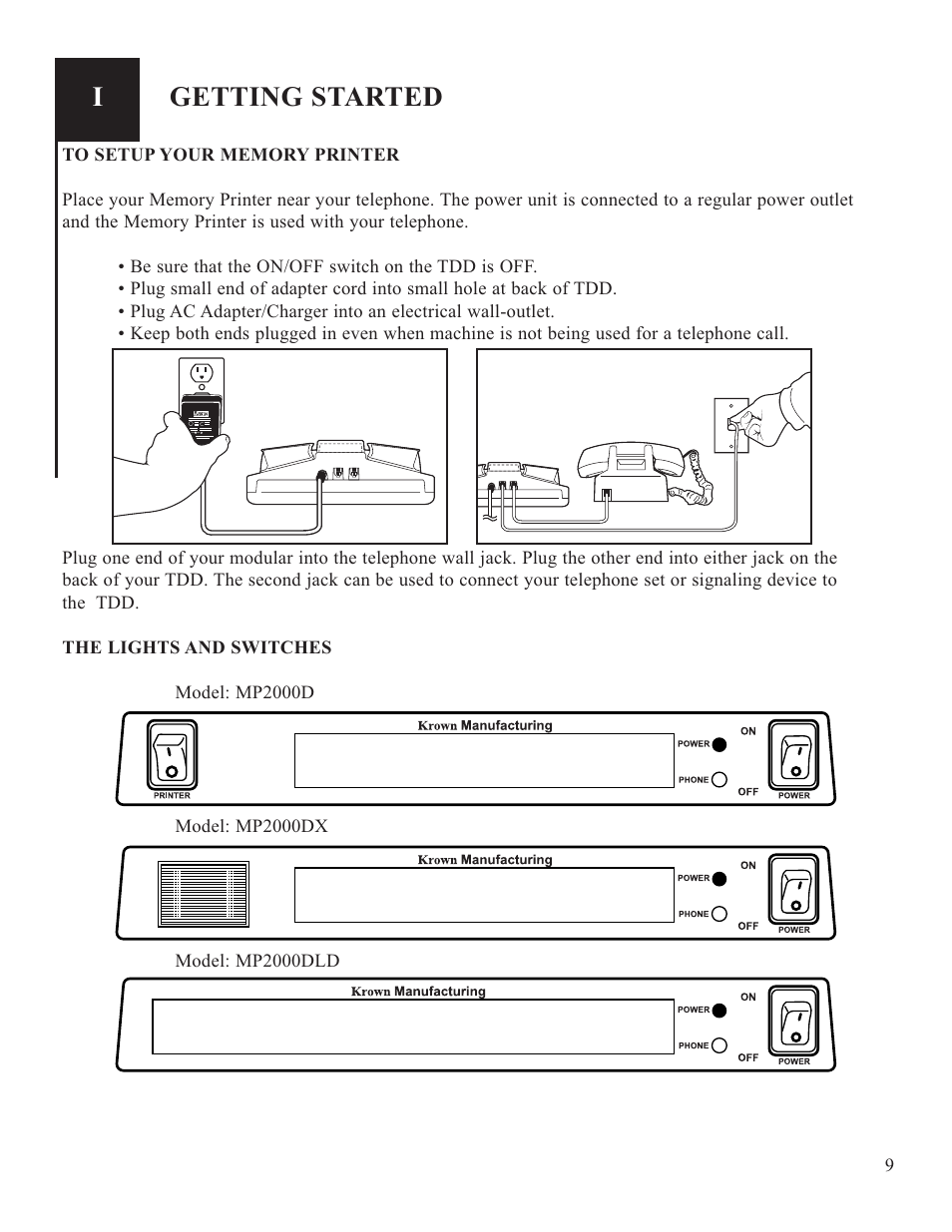 Getting started | Krown Manufacturing 2000DLD User Manual | Page 11 / 43