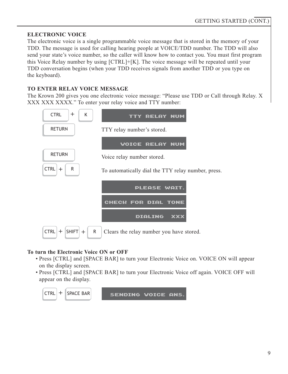 Tty relay num, Voice relay num | Krown Manufacturing 200 User Manual | Page 11 / 37