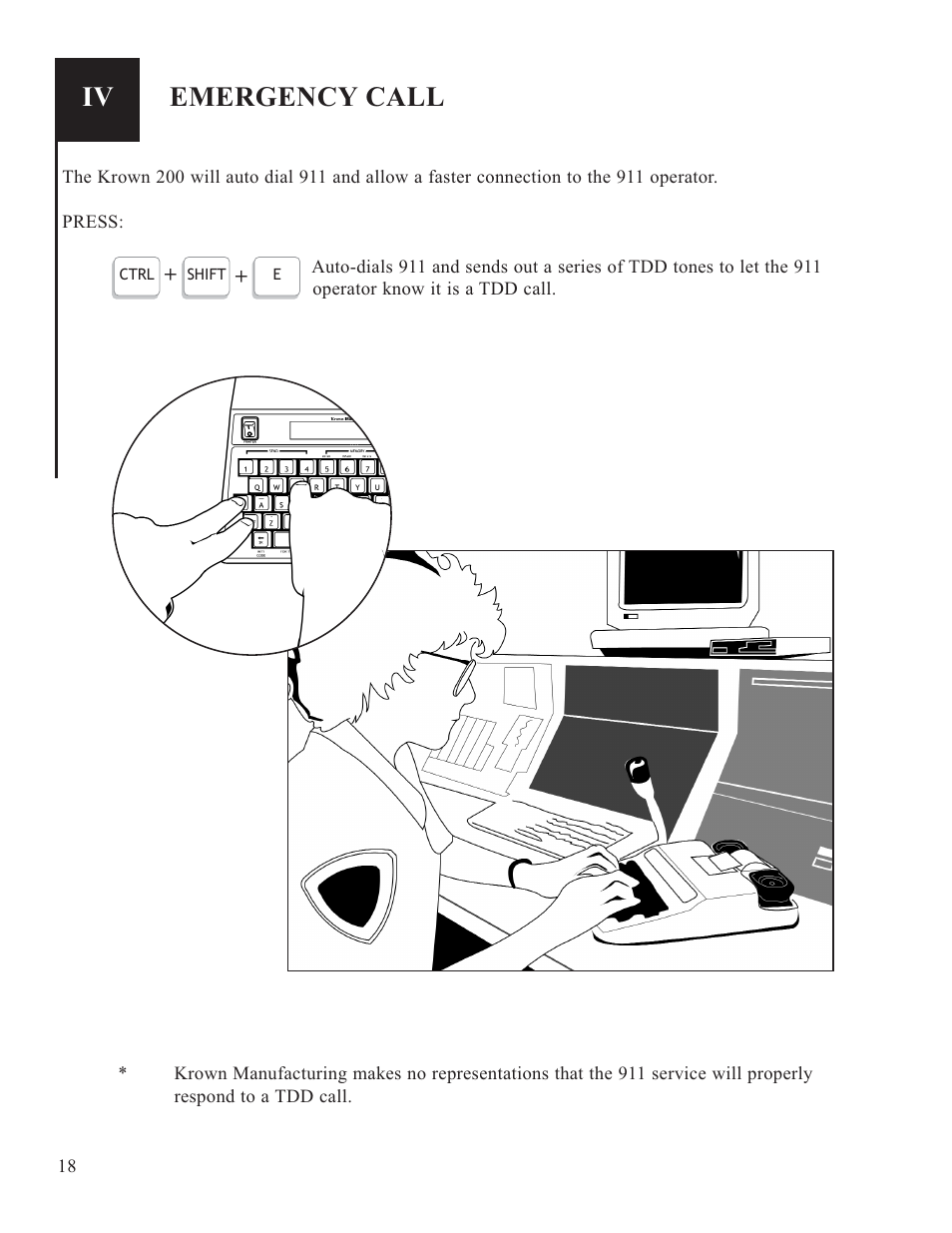 Emergency call | Krown Manufacturing 200 User Manual | Page 20 / 37