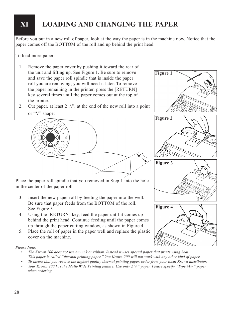 Loading and changing the paper | Krown Manufacturing 200 User Manual | Page 30 / 37