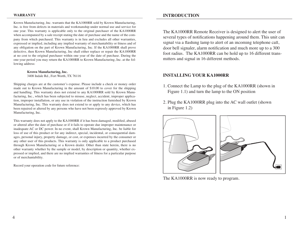 Krown Manufacturing KA1000RR User Manual | Page 6 / 8