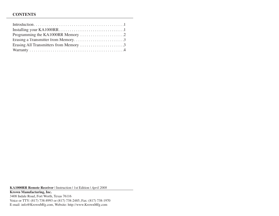 Krown Manufacturing KA1000RR User Manual | Page 7 / 8