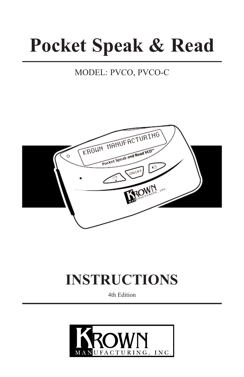 Krown Manufacturing PVCO-C User Manual | 16 pages
