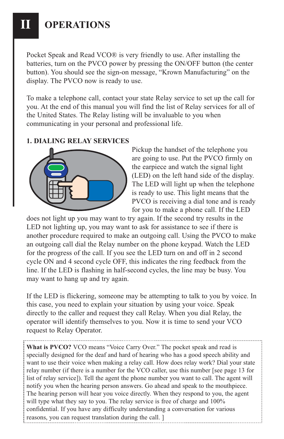 Operations | Krown Manufacturing PVCO-C User Manual | Page 6 / 16