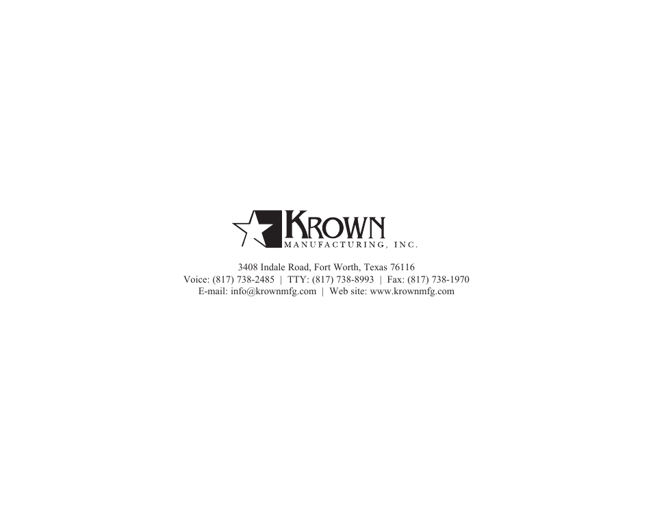 Krown Manufacturing KVT100 User Manual | Page 34 / 34