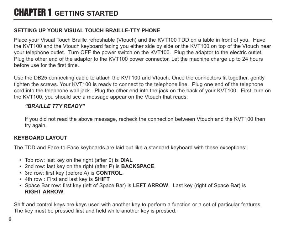 Chapter 1, Getting started | Krown Manufacturing KVT100 User Manual | Page 8 / 34