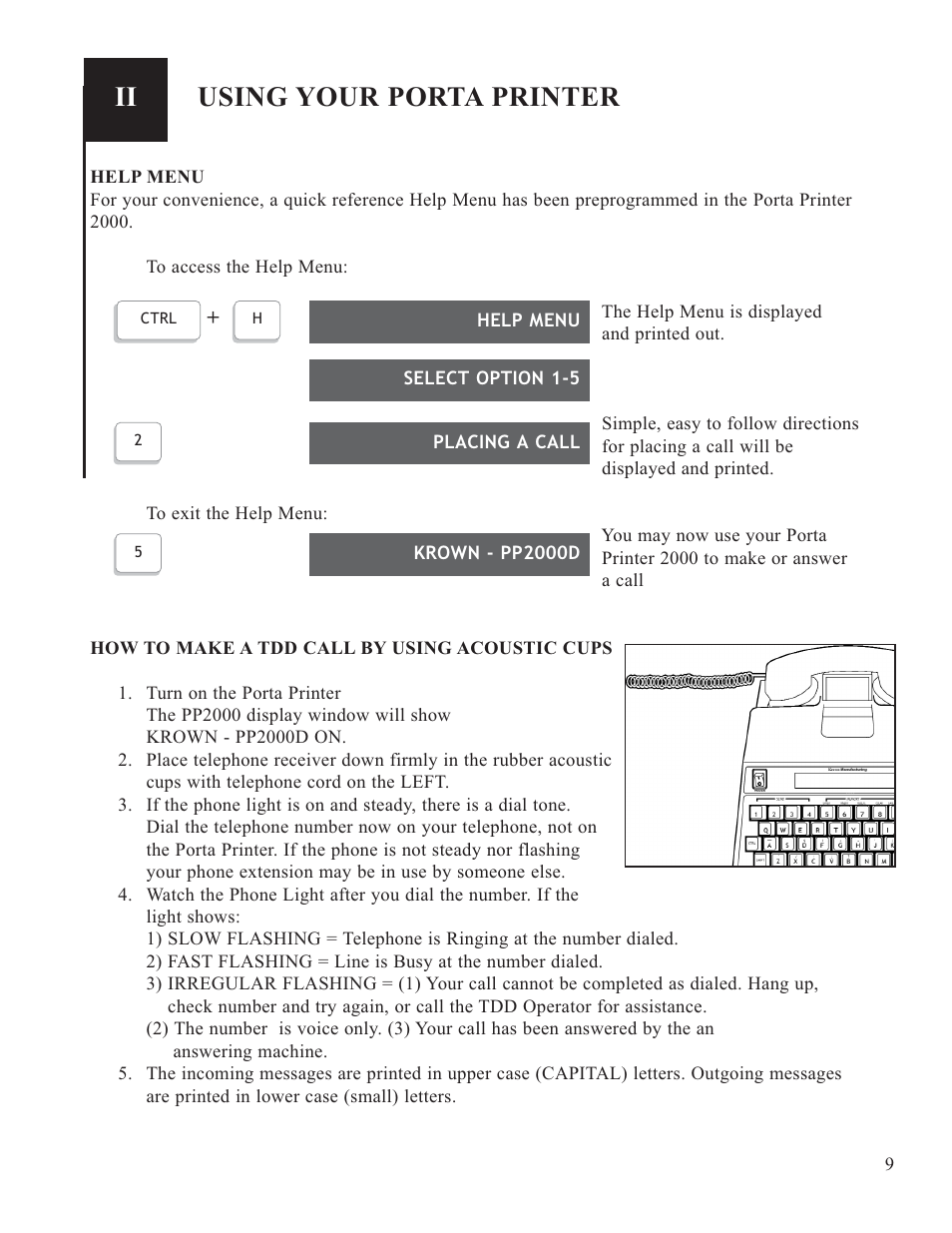 Using your porta printer | Krown Manufacturing 2000 User Manual | Page 11 / 29