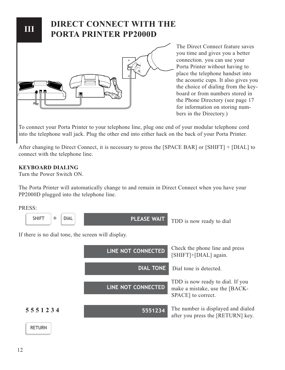 Iii direct connect with the porta printer pp2000d | Krown Manufacturing 2000 User Manual | Page 14 / 29
