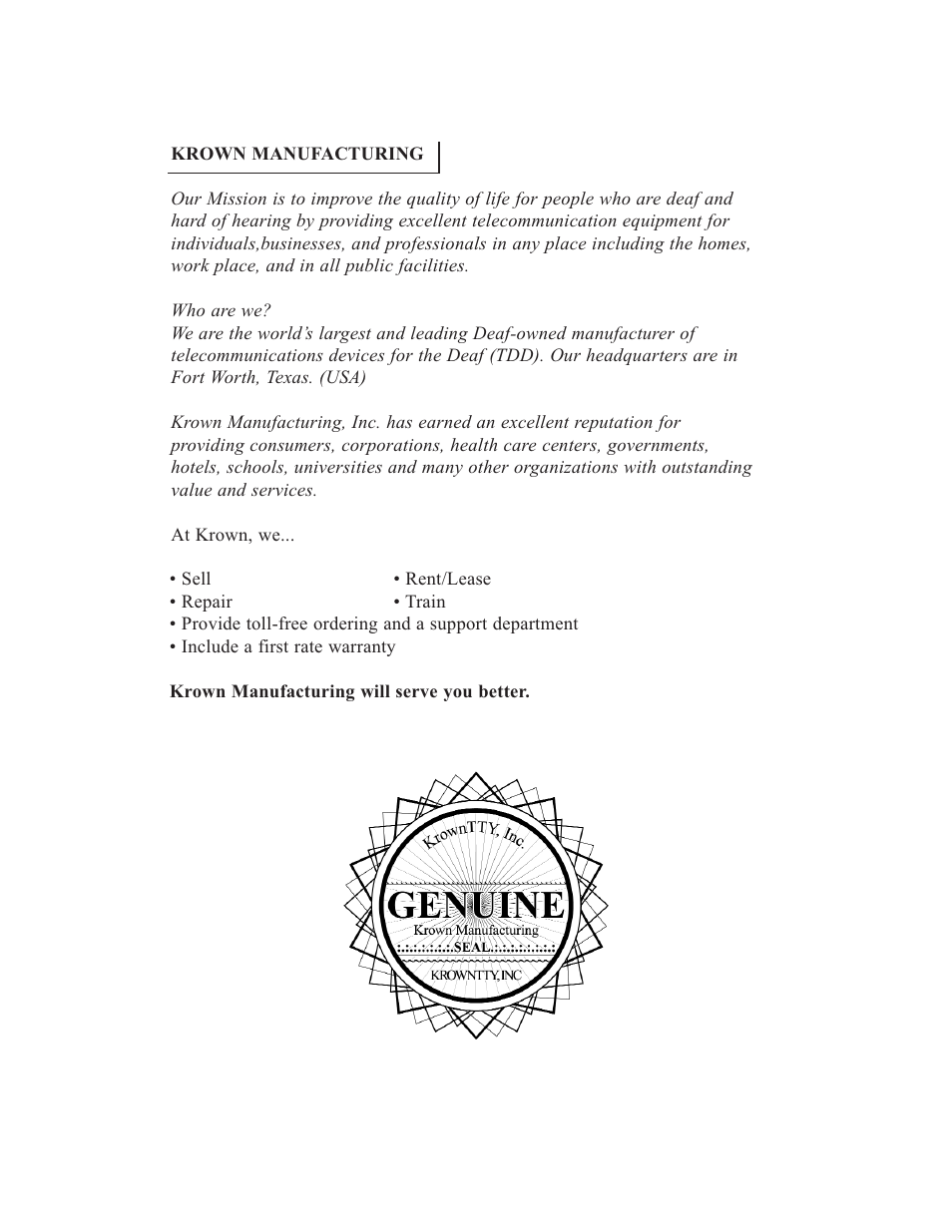 Krown Manufacturing 2000 User Manual | Page 4 / 29