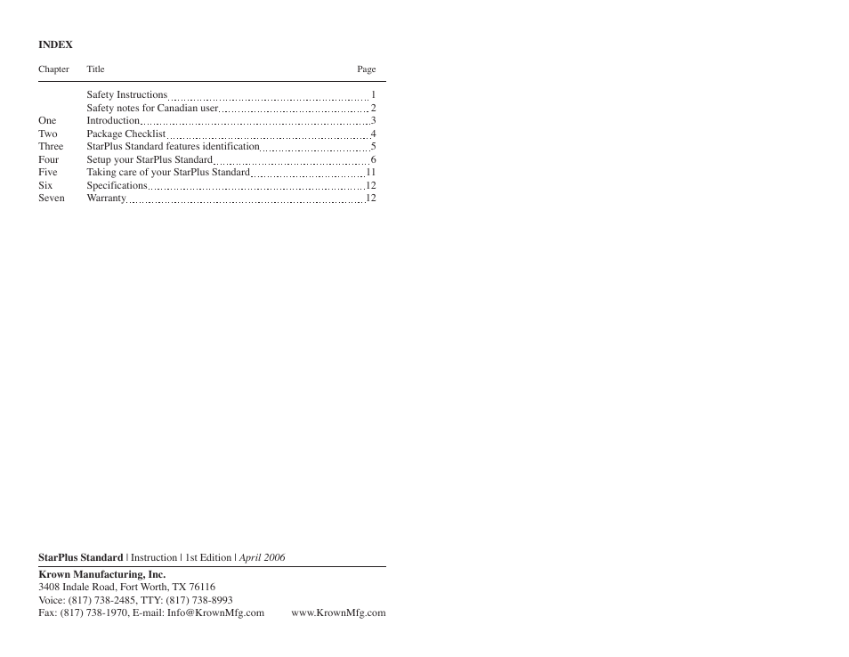 Front_inside.pdf | Krown Manufacturing Starplus Standard Amplified Speaker Telephone User Manual | Page 15 / 16