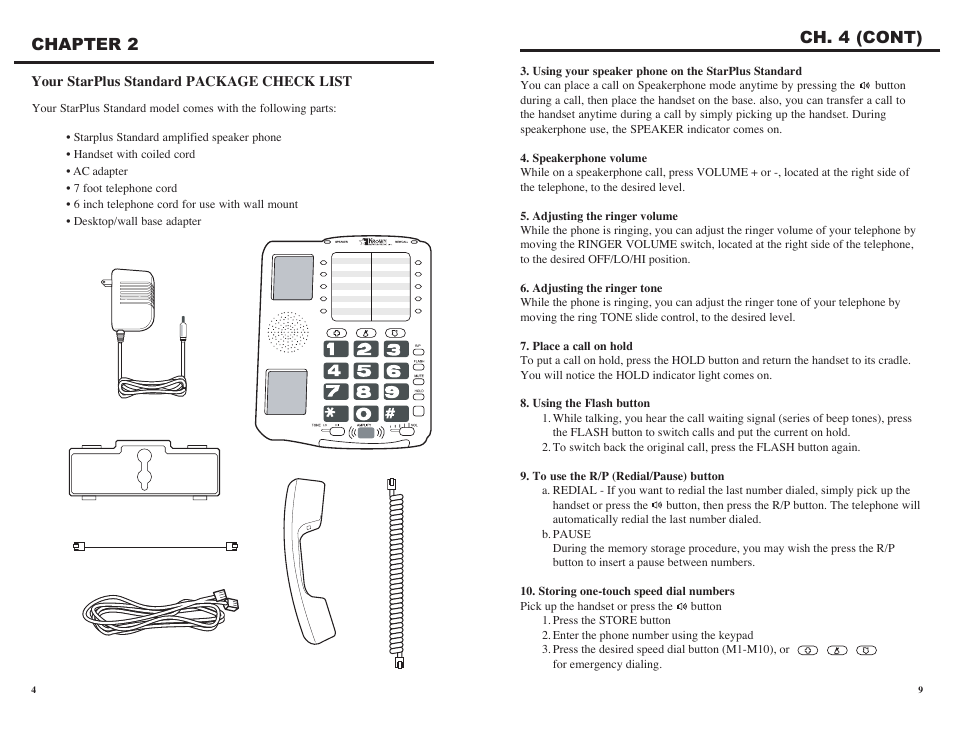 Chapter 2, Ch. 4 (cont) | Krown Manufacturing Starplus Standard Amplified Speaker Telephone User Manual | Page 6 / 16