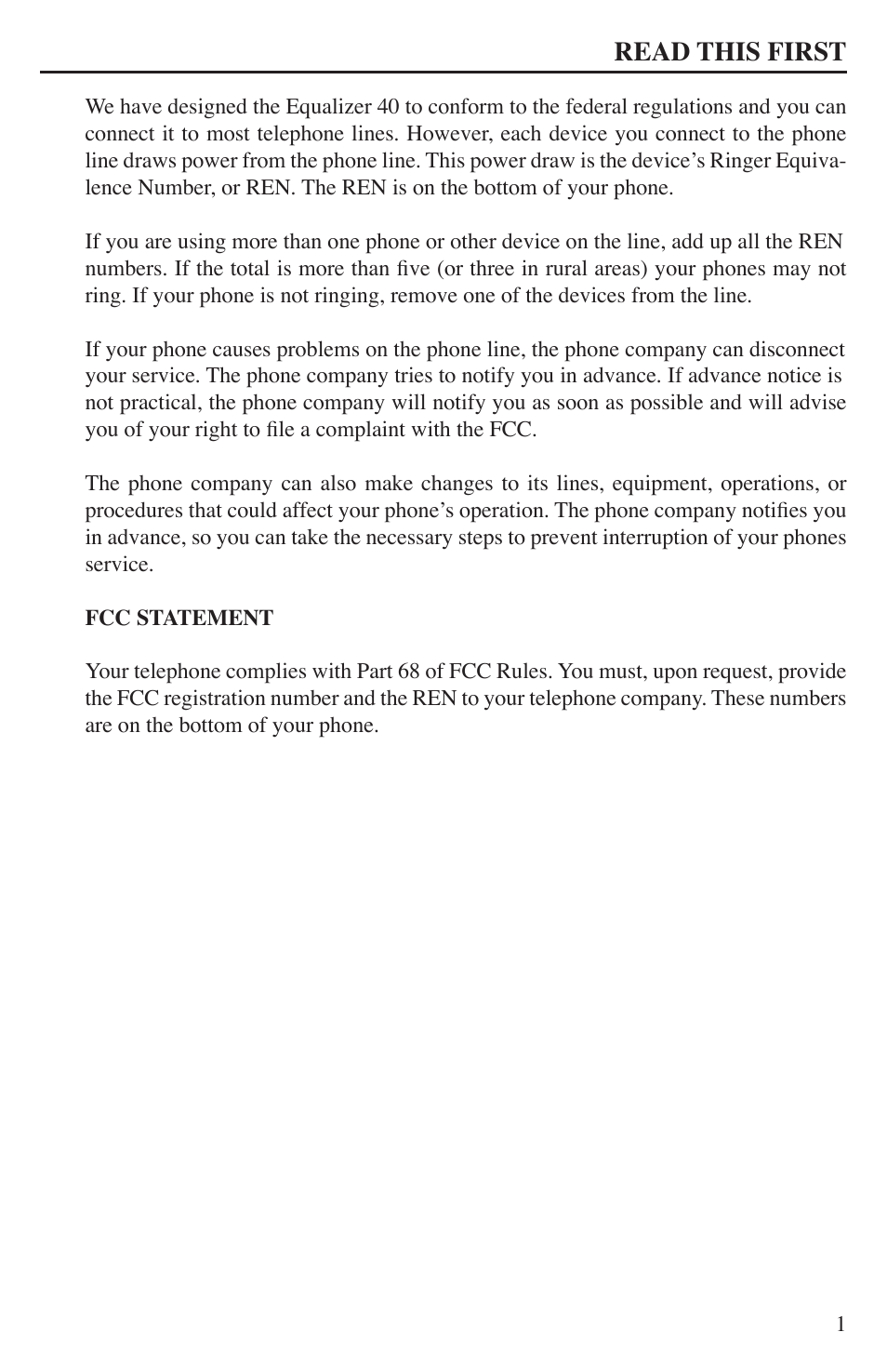 Read this first | Krown Manufacturing K-EQ40 User Manual | Page 3 / 12