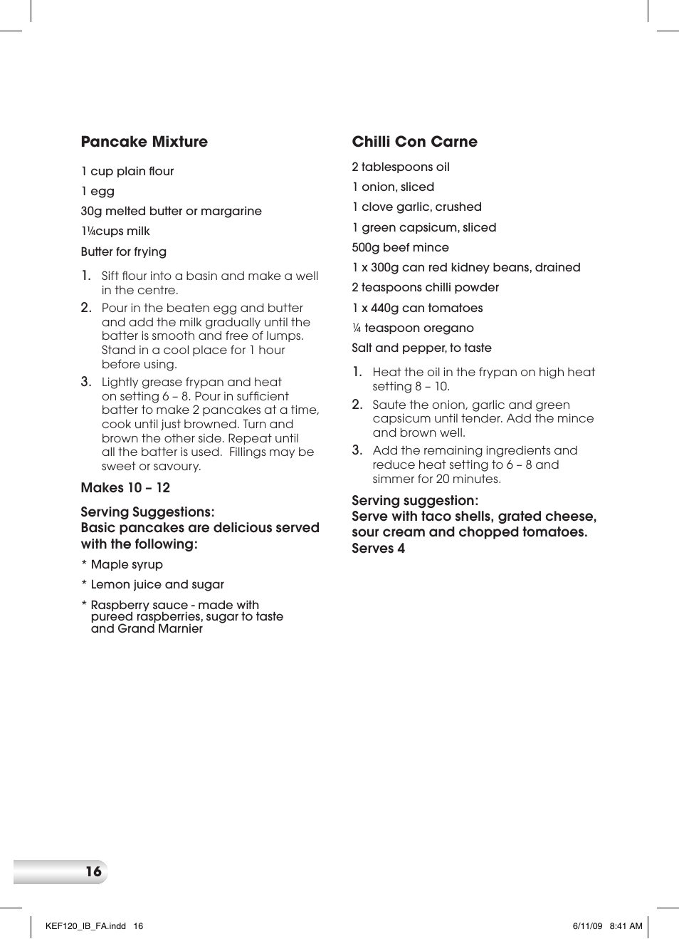 Kambrook ESSENTIALS KEF120 User Manual | Page 16 / 24