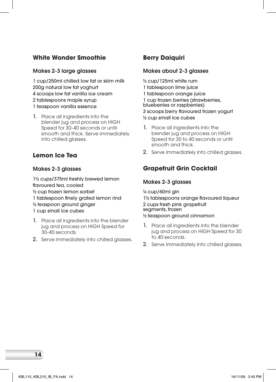 Kambrook KBL210 User Manual | Page 14 / 16