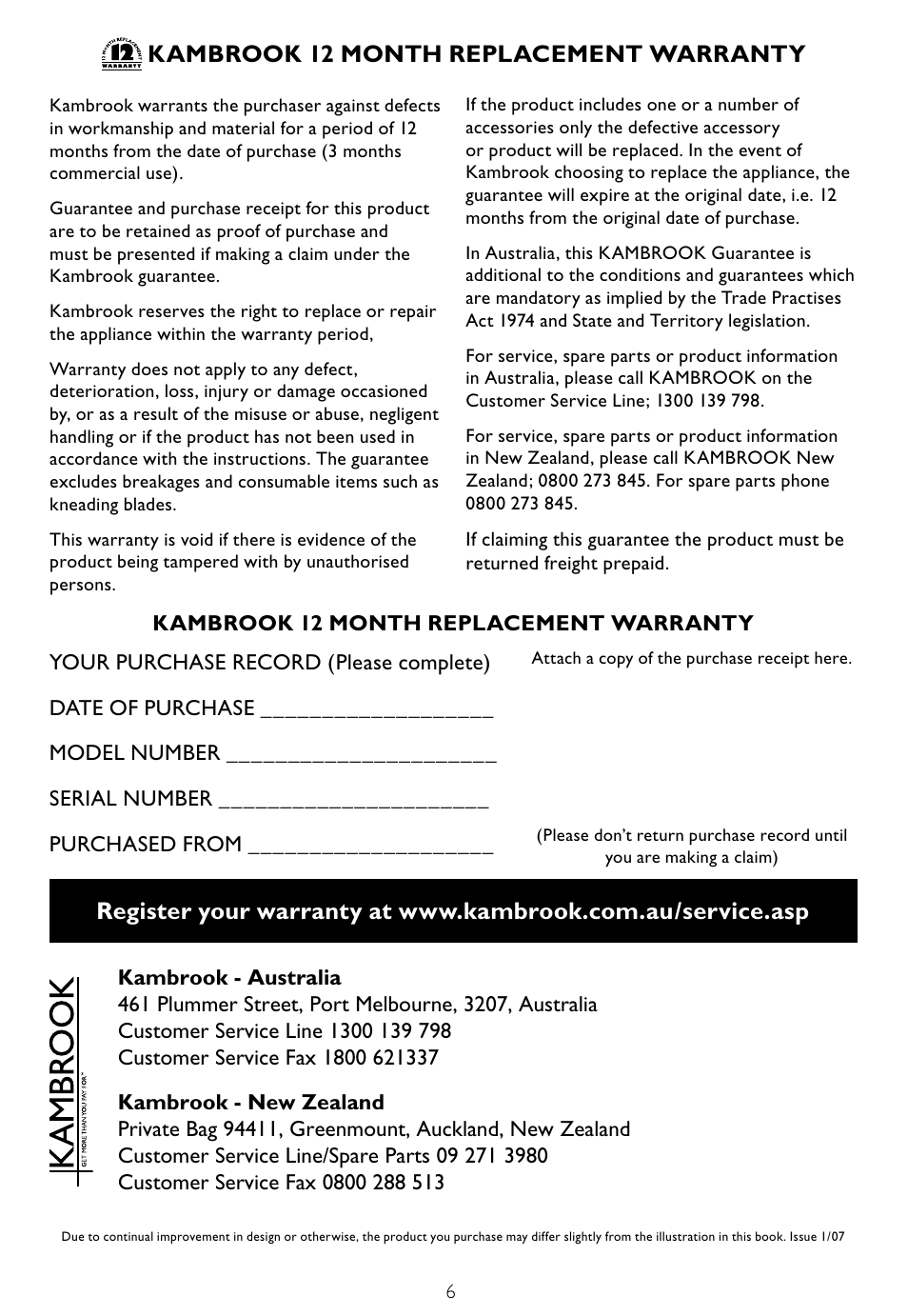 Kambrook KCE60 User Manual | Page 6 / 6