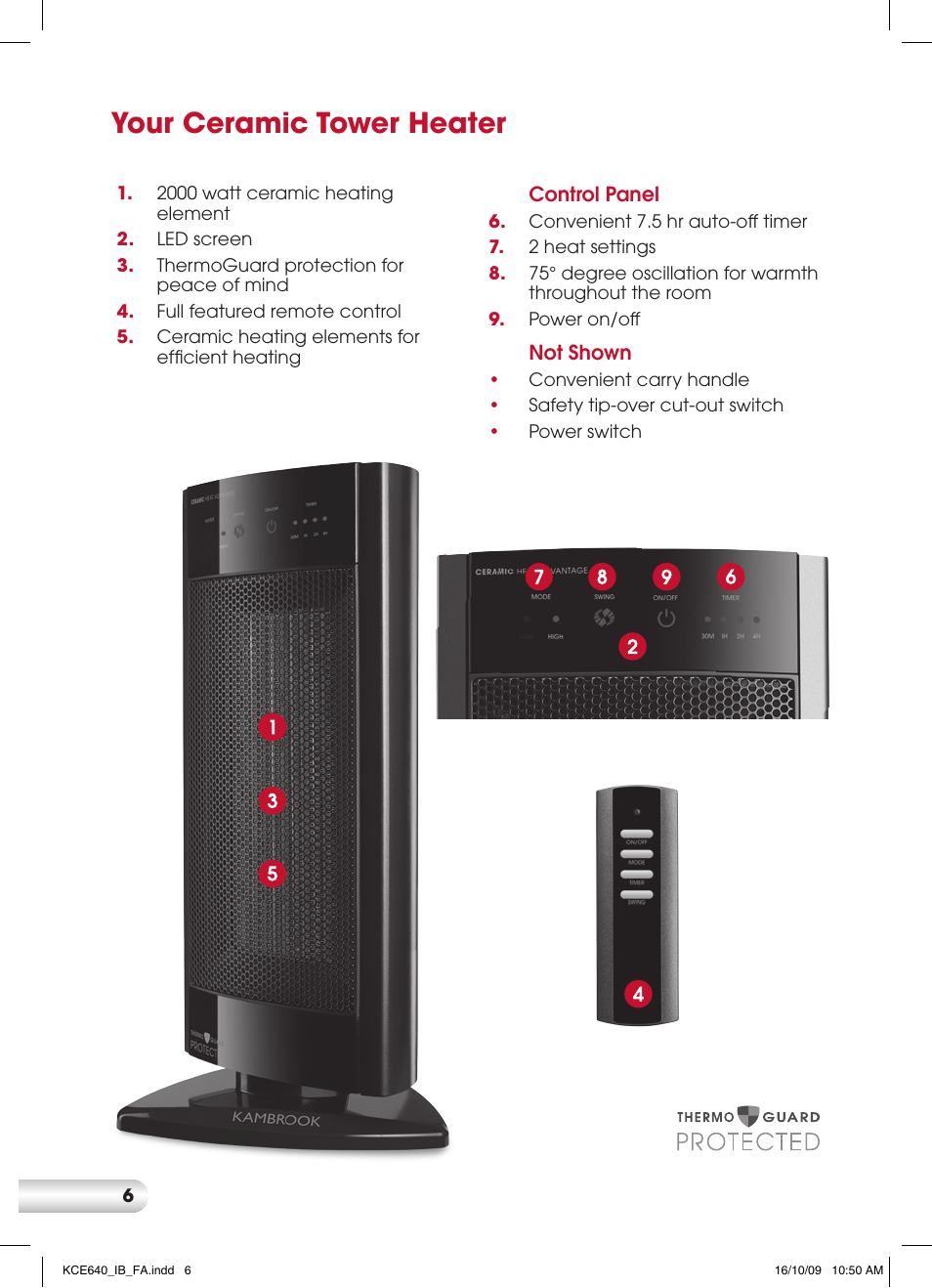 Your ceramic tower heater | Kambrook CERAMIC KCE640 User Manual | Page 6 / 12
