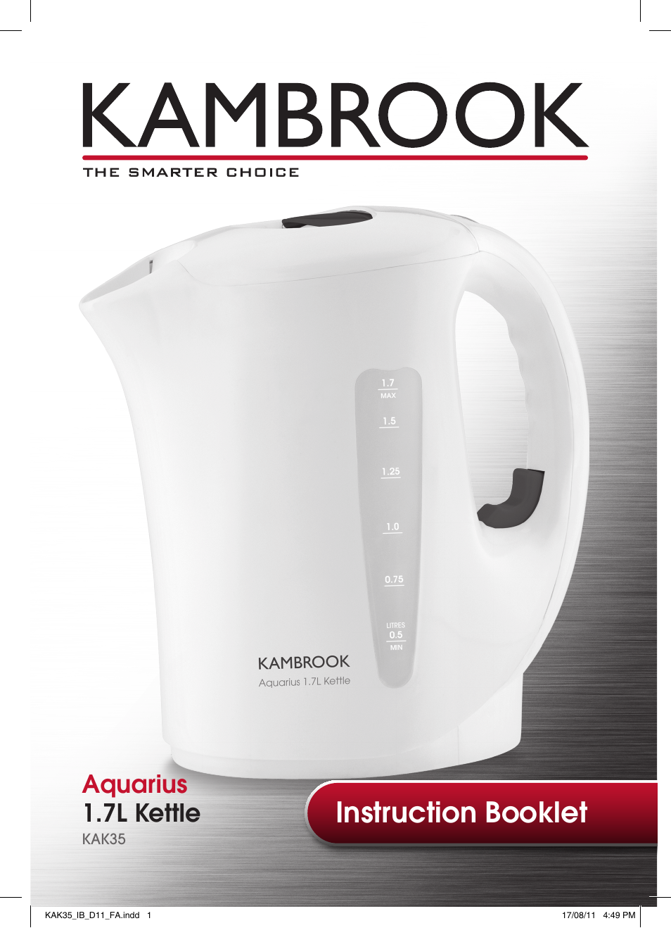 Kambrook AQUARIUS CORDFREE KAK35 User Manual | 12 pages