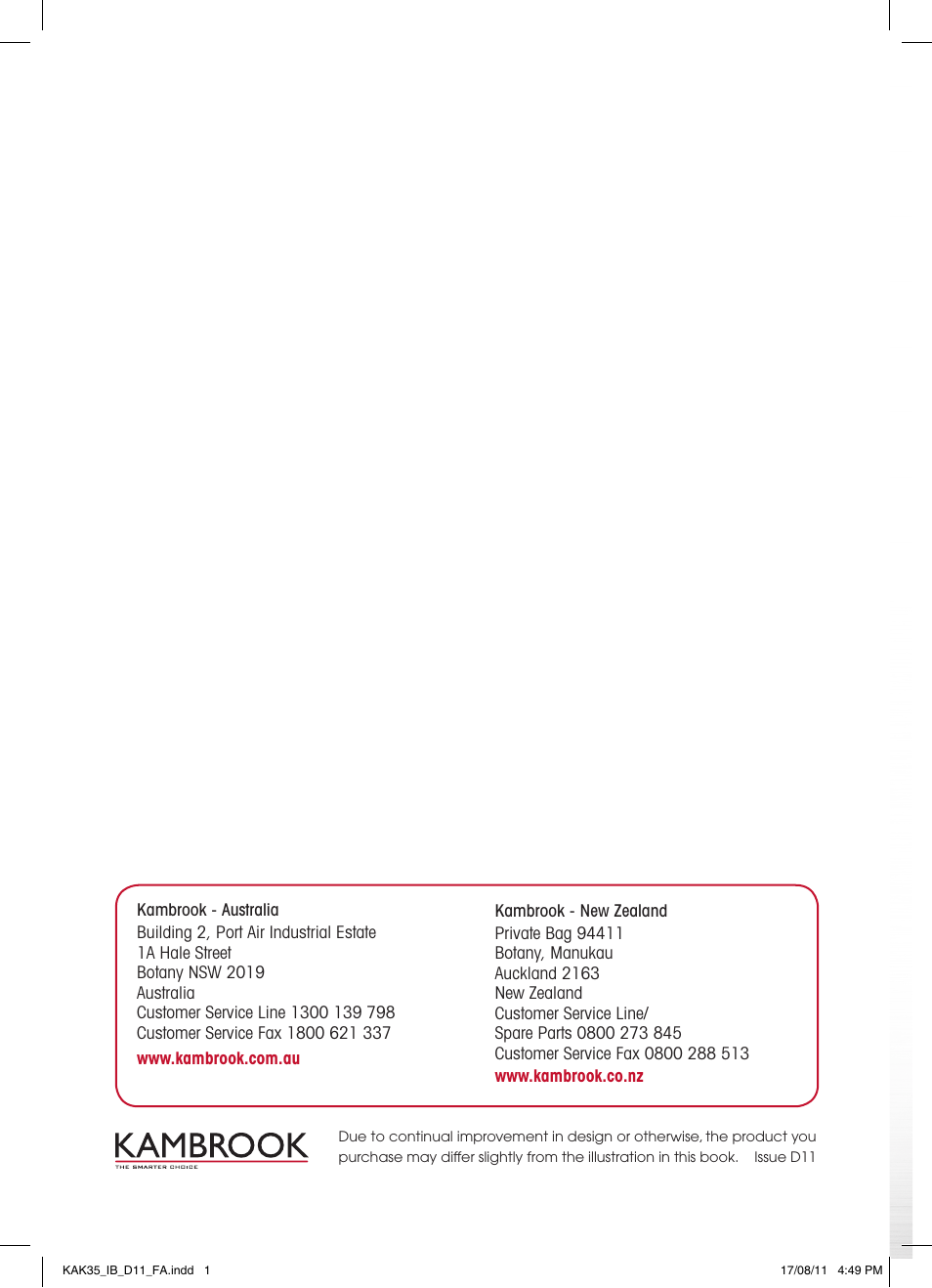 Kambrook AQUARIUS CORDFREE KAK35 User Manual | Page 12 / 12