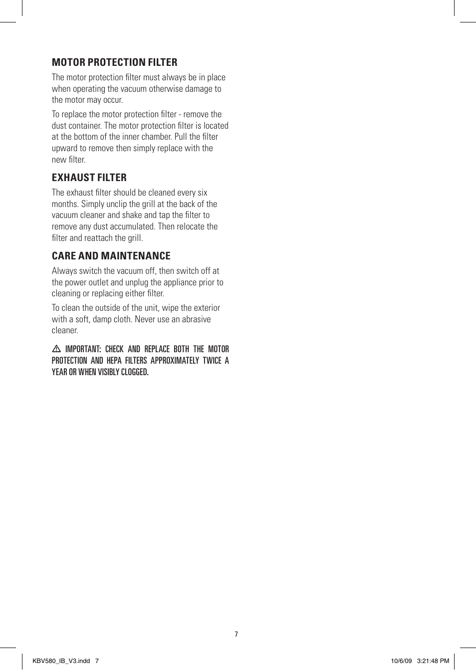 Kambrook JAGUAR TWISTER KBV50 User Manual | Page 7 / 12