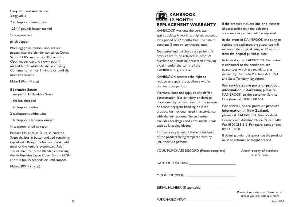 Kambrook KB815B User Manual | Page 6 / 6