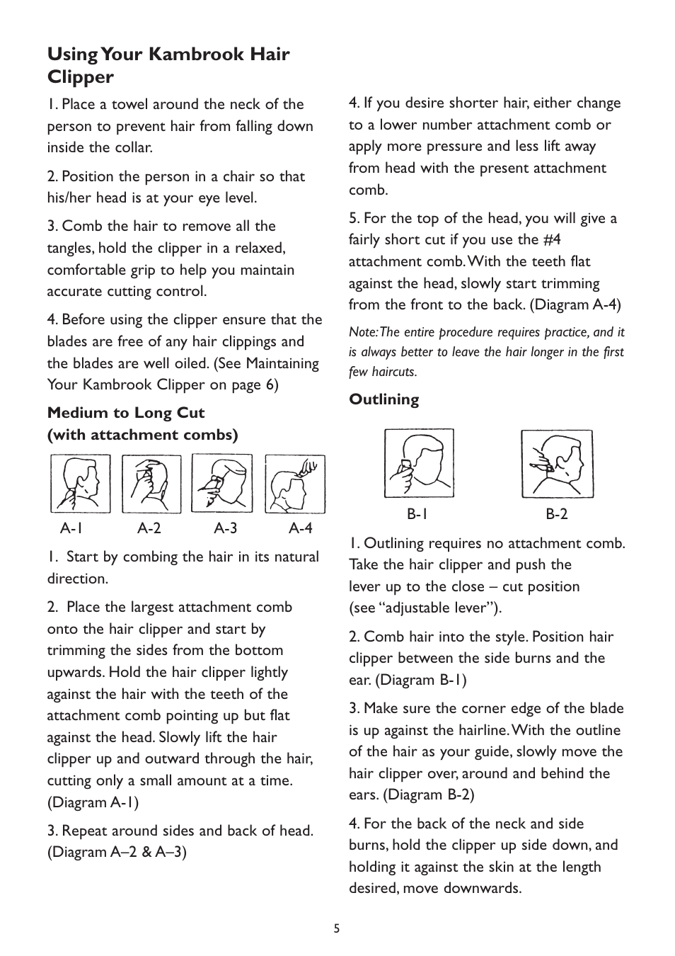 Using your kambrook hair clipper | Kambrook KHC10B User Manual | Page 5 / 8