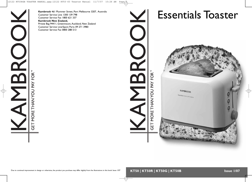 Kambrook KT50G User Manual | 4 pages