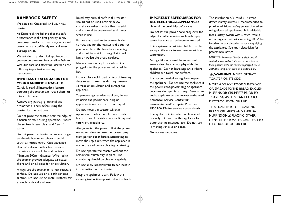 Kambrook KT50G User Manual | Page 2 / 4