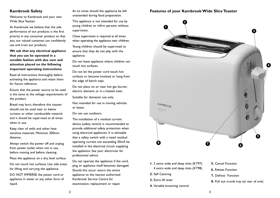 Kambrook KT97 User Manual | Page 2 / 4