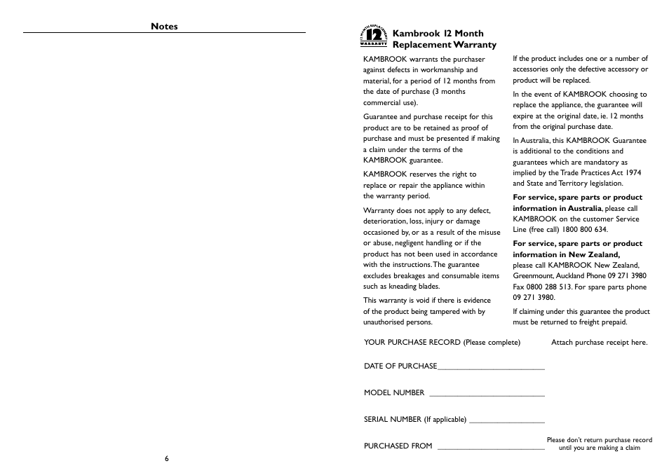 Kambrook KT97 User Manual | Page 4 / 4