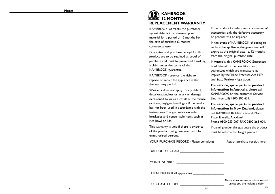 Kambrook Rice Express KRC5 User Manual | Page 8 / 8