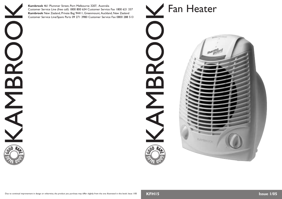 Kambrook THERMO GUARD KFH15 User Manual | 4 pages