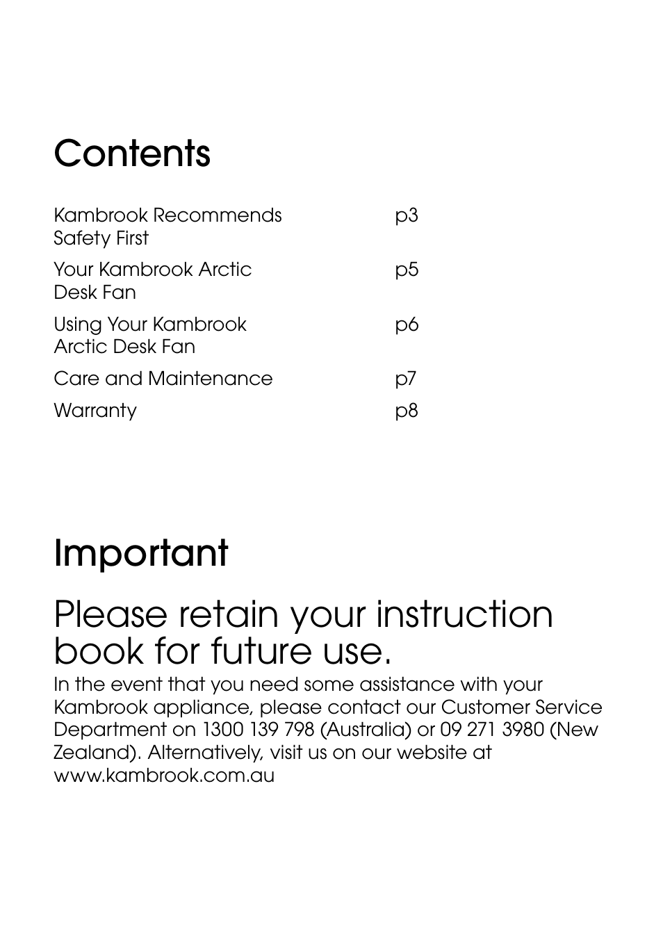 Kambrook ARCTIC KFA211 User Manual | Page 2 / 8